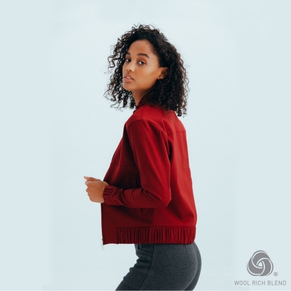 APL The Perfect Wool Bomber In Burgundy Size Small - Picture 2 of 10